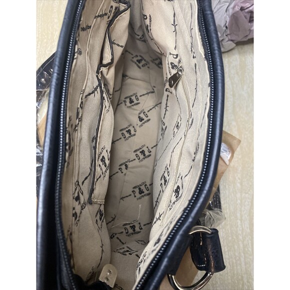 P & G Collections Western Style Brown Leather Purse w/Metal & Faux Diamond Studs - Picture 7 of 10